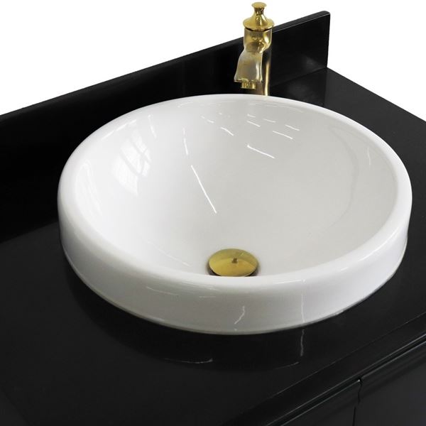 31" Single vanity in Dark Gray finish with Black galaxy and round sink