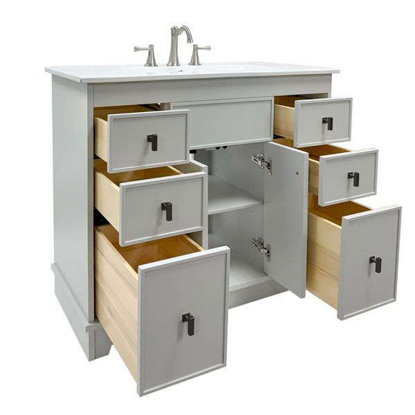 40 in. Single Sink Vanity- White Finish with White Ceramic Sink Top