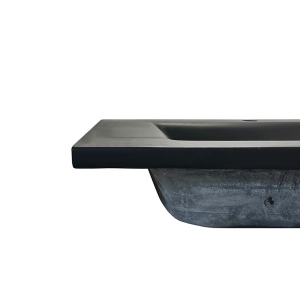 31 in. Single Concrete Ramp Sink Top with Rectangle Sink, Black 