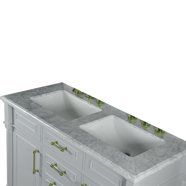 Napa 48" DOUBLE VANITY IN L/GRAY WITH WHITE CARRRA MARBLE TOP