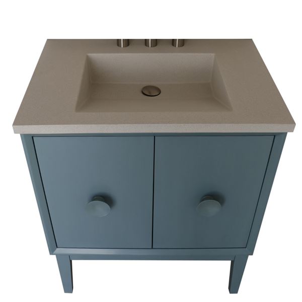 31 in. Single Vanity in Aqua Blue Finish with Gray Concrete Top and Rectangle Sink
