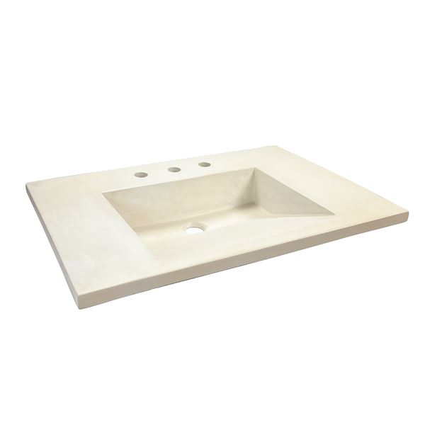31 in. Single Concrete Ramp Sink Top with Slope, Cream 