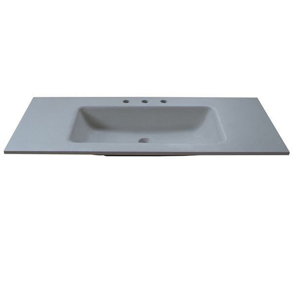 49 in. Single Dark Gray Concrete Top with Rectangle Sink