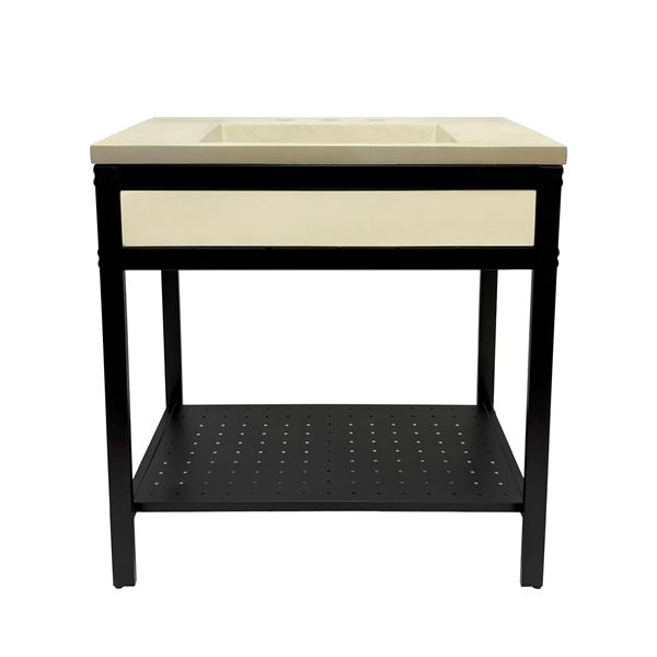 31 in. Single Sink Vanity- Black Metal Frame with Cream Concrete Ramp Sink Top
