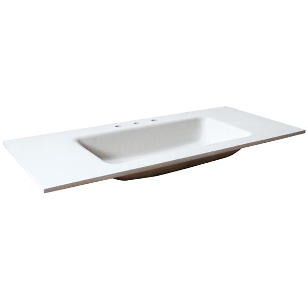 49 in. Single White Concrete Top with Rectangle Sink