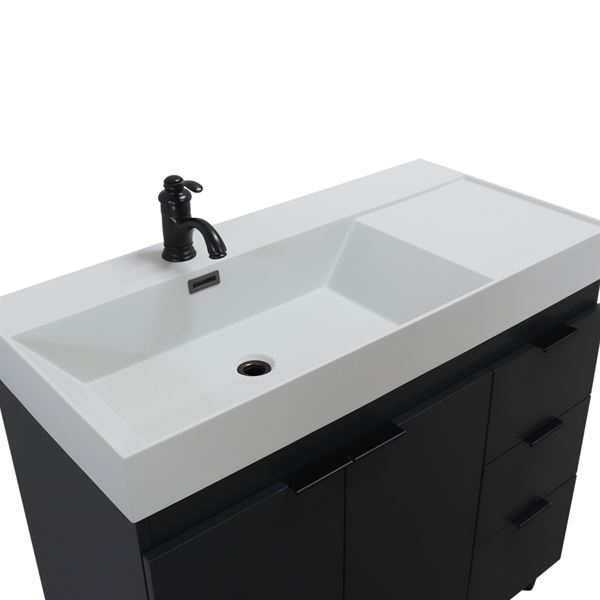39 in. Single Sink Vanity in Dark Gray with Light Gray Composite Granite Sink Top