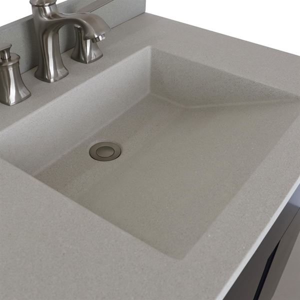 31 in. Single Vanity in Silvery Brown Finish with White Concrete Top and Oval Sink