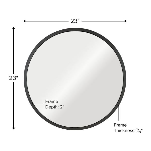 Round Metal Frame Mirror in Matte Black