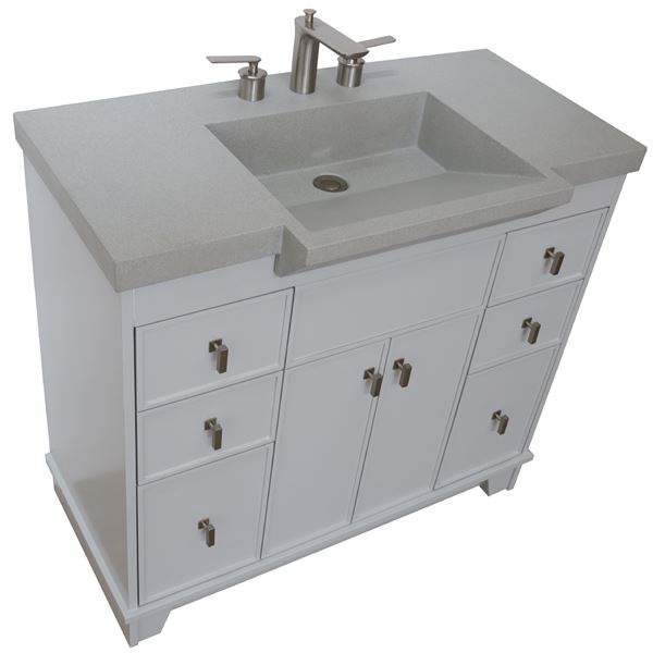 39 in Single Sink Vanity Light Gray Finish in Gray Concrete Top