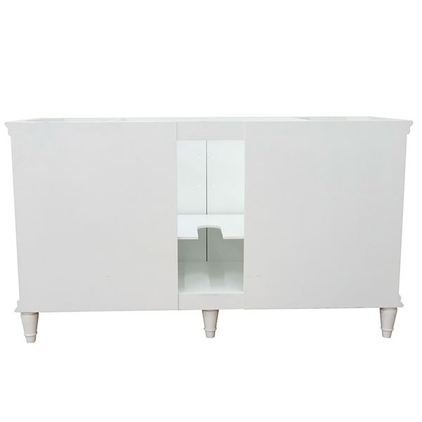 60" Single Vanity in White Finish- Cabinet Only- Black Handles