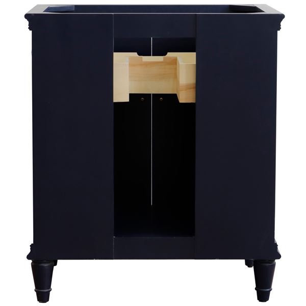 31" Single vanity in Blue finish with Black galaxy and rectangle sink