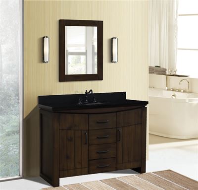 48 in. Single Sink Vanity Rustic Wood with Black Galaxy Top
