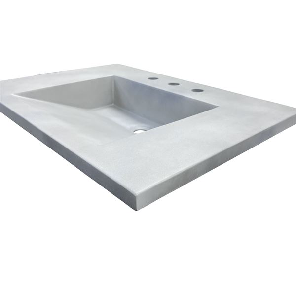 31 in. Single Concrete Ramp Sink Top with Slope, Light Gray