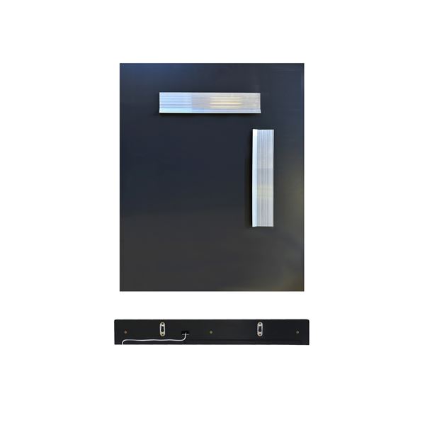 24" Dark Gray Wireless Charging Shelf and Frameless Mirror Set