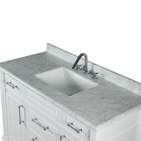 Napa 48" SINGLE VANITY IN WHITE WITH WHITE CARRRA MARBLE TOP