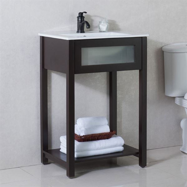24 in Single sink vanity-manufactured wood-espresso