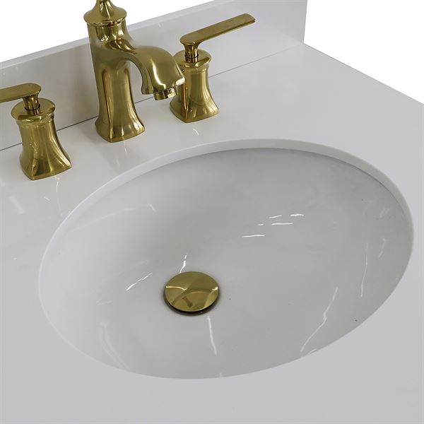 61" Double Sink Vanity in Dark Gray Finish and White Quartz and Oval Sink