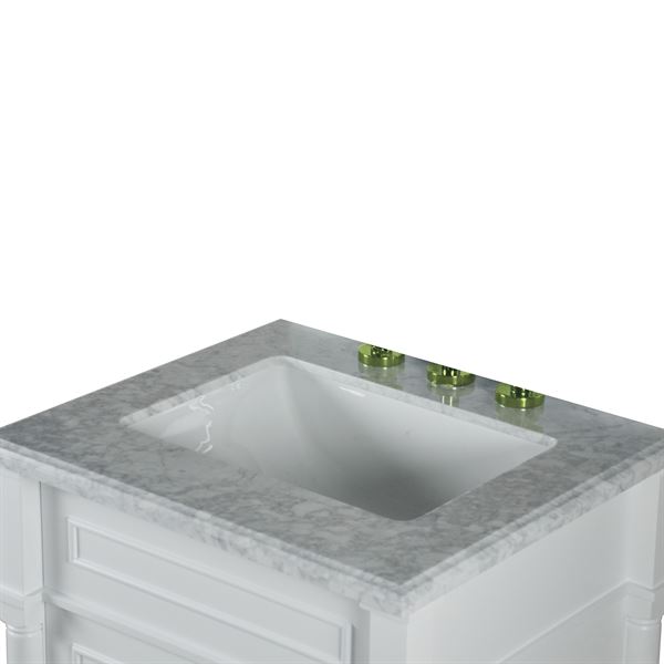 Napa 24 in. Single Vanity in Light Gray with White Carrara Marble Top with Gold Hardware