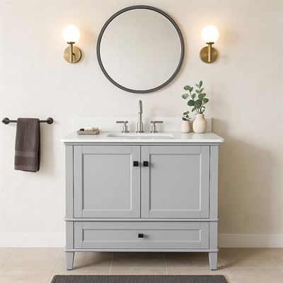 Round Metal Frame Mirror in Brushed Graphite