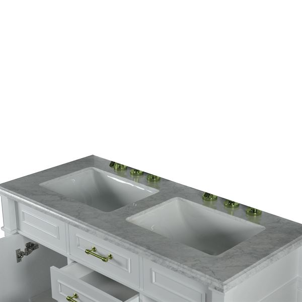 Napa Napa 48" DOUBLE VANITY IN WHITE WITH WHITE CARRRA MARBLE TOP