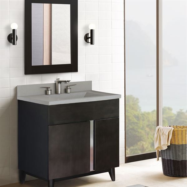 31 in. Single Vanity in Silvery Brown Finish with Gray Concrete Top and Rectangle Sink