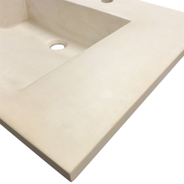 31 in. Single Concrete Ramp Sink Top with Slope, Cream 