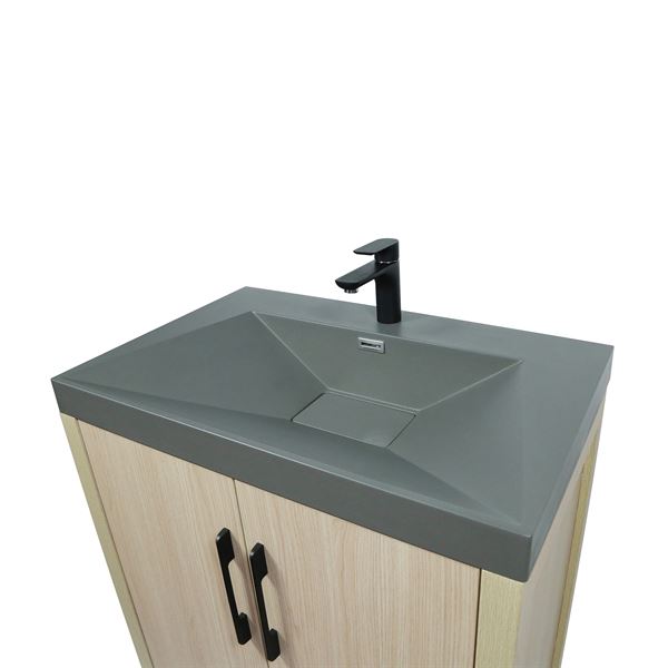 31.5" Single Sink Vanity In Neutral Finish with Gray Composite Granite Top