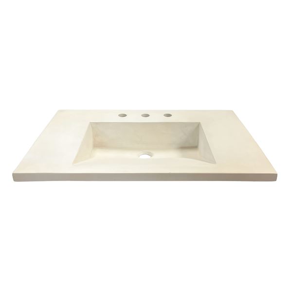 31 in. Single Concrete Ramp Sink Top with Slope, Cream 