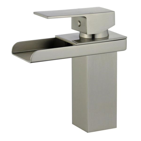 DISCONTINUED : Pampalona Single Handle Bathroom Vanity Faucet with Overflow in Brushed Nickel
