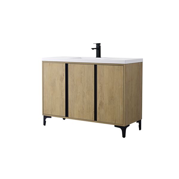 48 in. Single Vanity in Natural Oak finish with Solid Surface Resin White Sink