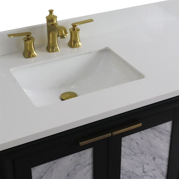 43" Single Vanity in Dark Gray Finish With White Quartz and Rectangle Sink- Left Door/Left Sink