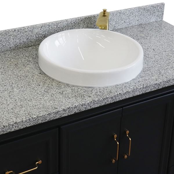 49" Single sink vanity in Dark Gray finish with Gray granite and round sink