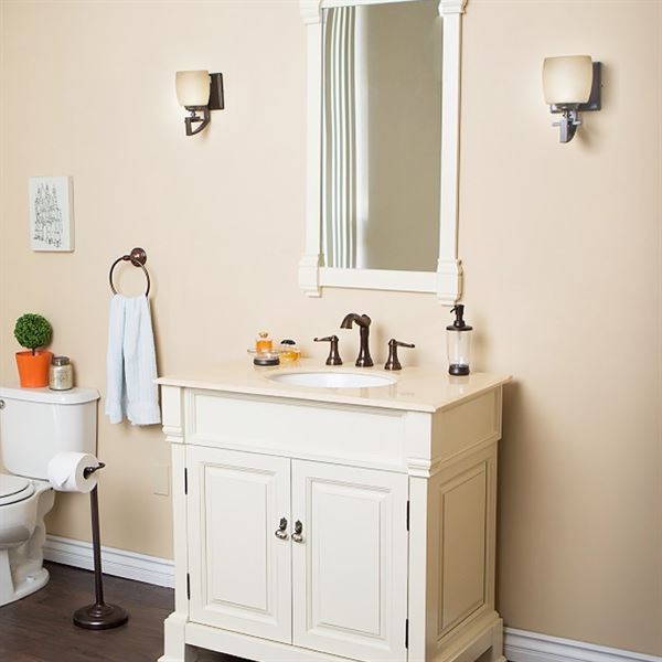 36 in Single sink vanity-wood-cream white