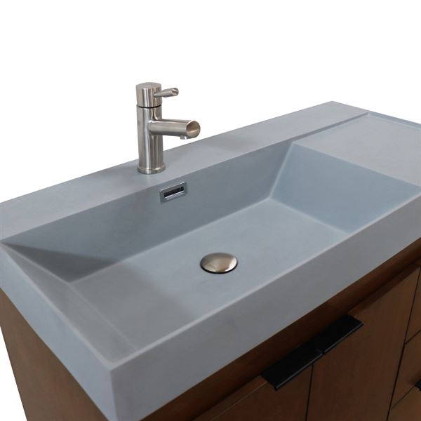 39 in. Single Sink Vanity in Walnut with Dark Gray Composite Granite Top