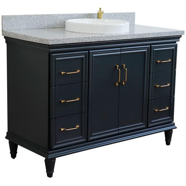 49" Single sink vanity in Dark Gray finish with Gray granite and round sink