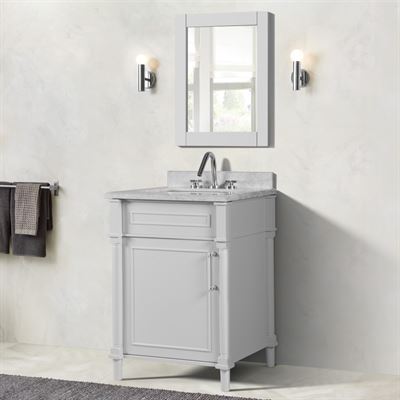 Napa 24" SINGLE VANITY IN WHITE WITH WHITE CARRRA MARBLE TOP