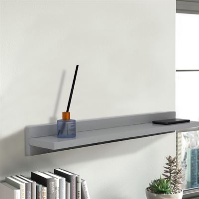 35" Wireless Charging Shelf, 15W/3A Charging, 78" 3A Cable, Solid Rubber Wood