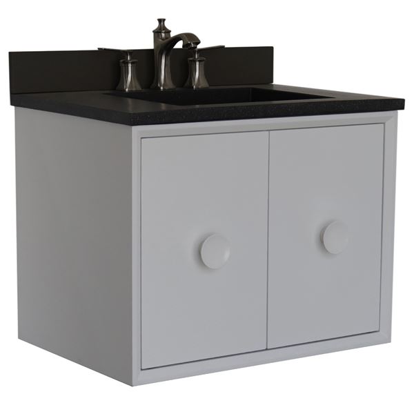 31 in. Single Vanity in White Finish with Black Concrete Top and Rectangle Sink