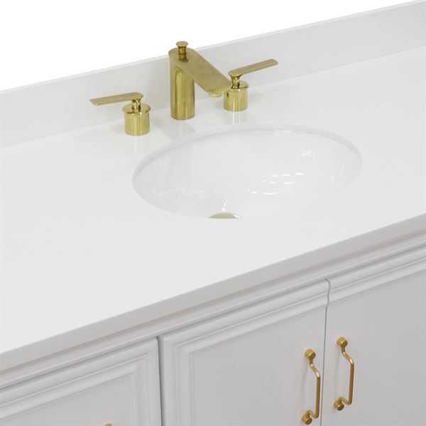 Forli 49 in. Single Sink Vanity in White Finish with White Engineered Stone Top, Oval Sink