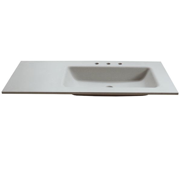 49 in. Single Light Gray Concrete Top with Right Side Rectangle Sink