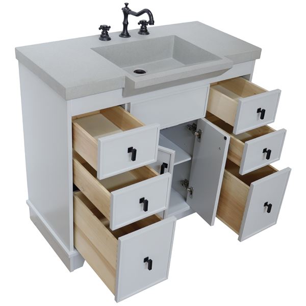 39 in Single Sink Vanity Light Gray Finish in Gray Concrete Top