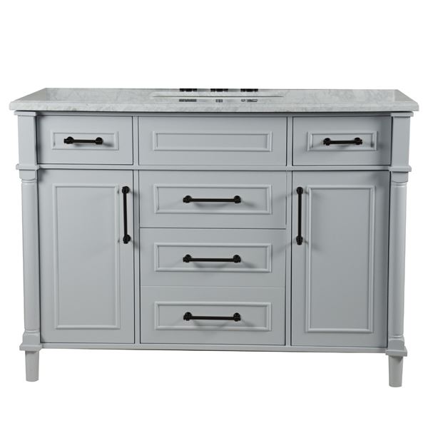 Napa 48" SINGLE VANITY IN L/GRAY WITH WHITE CARRRA MARBLE TOP