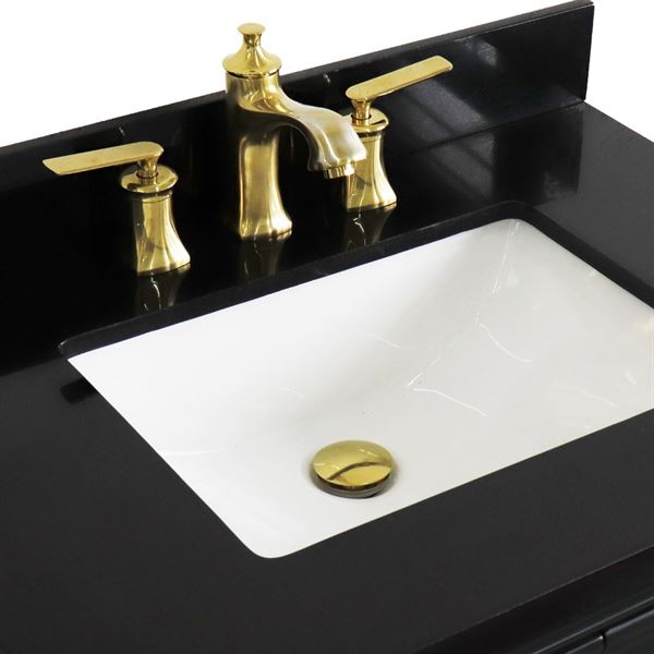 31" Single vanity in Dark Gray finish with Black galaxy and rectangle sink