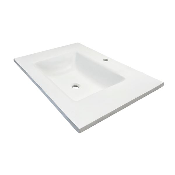 31 in. Single Concrete Ramp Sink Top with Rectangle Sink, White 