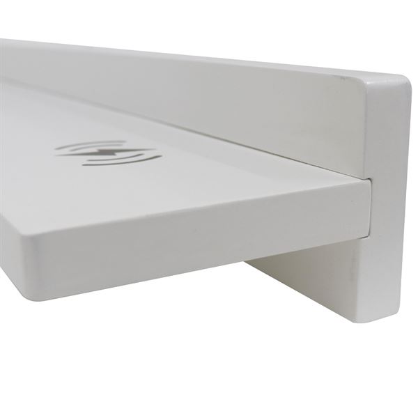 24" White Wireless Charging Shelf and Frameless Mirror Set
