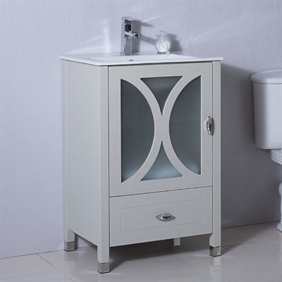 24 in Single sink vanity-manufactured wood-light gray