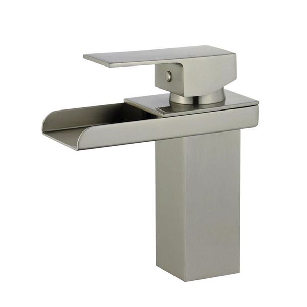 DISCONTINUED : Pampalona Single Handle Bathroom Vanity Faucet with Overflow in Brushed Nickel