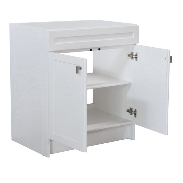 30 in. Single Sink Foldable Vanity Cabinet, White Finish 