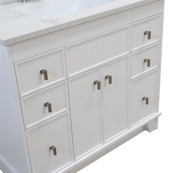 39 in. Single Sink Vanity in White finish with Engineered Quartz Top