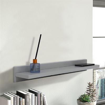 24" Wireless Charging Shelf, 15W/3A Charging, 78" 3A Cable, Solid Rubber Wood